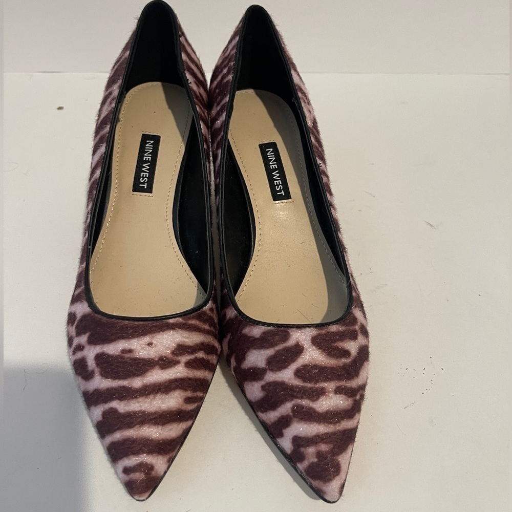 NINE West purple and white zebra print block heels - Picture 4 of 5